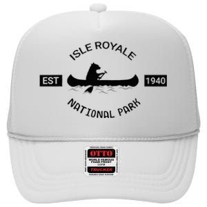 Michigan Isle Royale National Park Bear Canoe Gift High Crown Mesh Back Trucker Hat