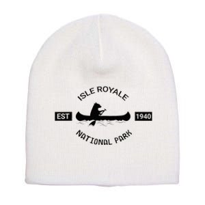 Michigan Isle Royale National Park Bear Canoe Gift Short Acrylic Beanie