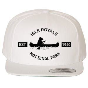 Michigan Isle Royale National Park Bear Canoe Gift Wool Snapback Cap