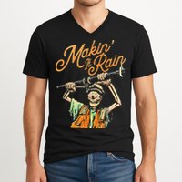 Makin It Rain Skeleton Funny Sarcastic V-Neck T-Shirt