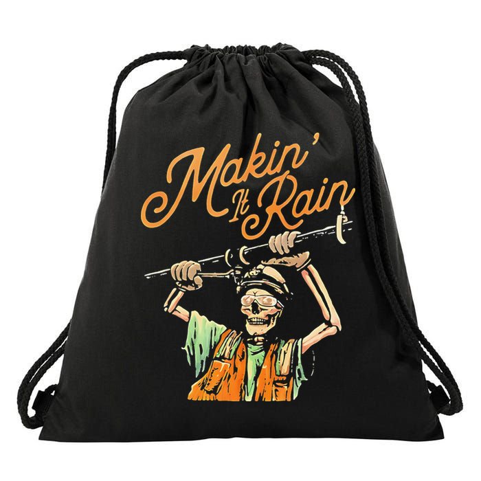 Makin It Rain Skeleton Funny Sarcastic Drawstring Bag