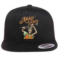 Makin It Rain Skeleton Funny Sarcastic Flat Bill Trucker Hat