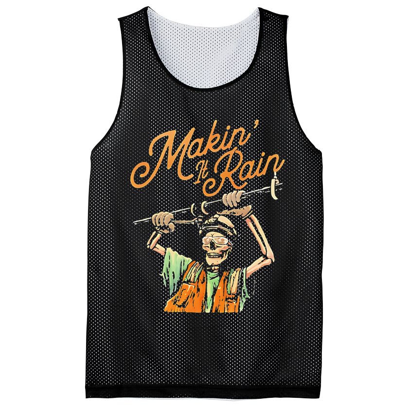 Makin It Rain Skeleton Funny Sarcastic Mesh Reversible Basketball Jersey Tank
