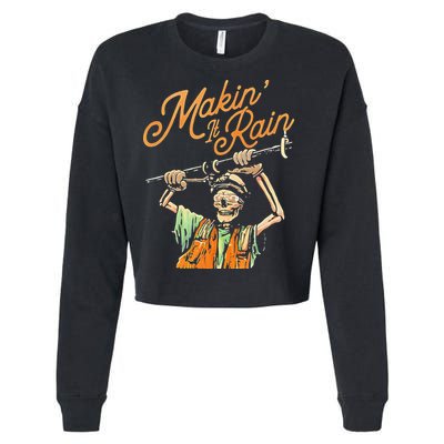 Makin It Rain Skeleton Funny Sarcastic Cropped Pullover Crew