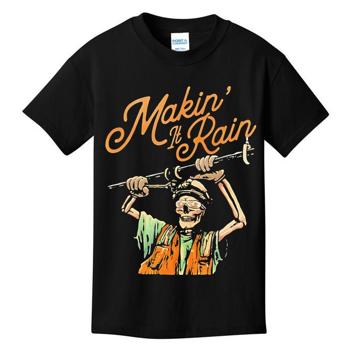 Makin It Rain Skeleton Funny Sarcastic Kids T-Shirt
