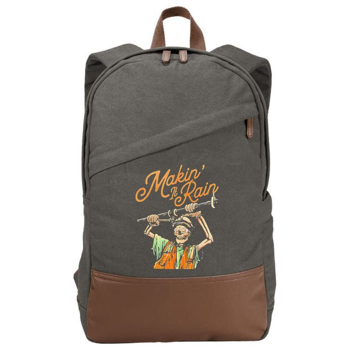 Makin It Rain Skeleton Funny Sarcastic Cotton Canvas Backpack