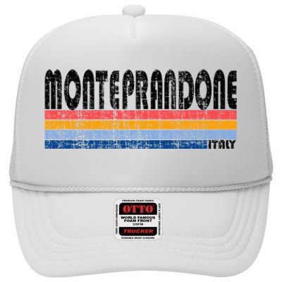 Monteprandone Italy Retro 70s 80s Style High Crown Mesh Back Trucker Hat