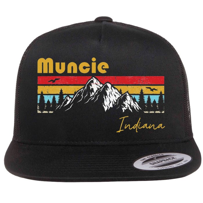 Muncie Indiana Roots Hometown Vintage Home State Pride Flat Bill Trucker Hat