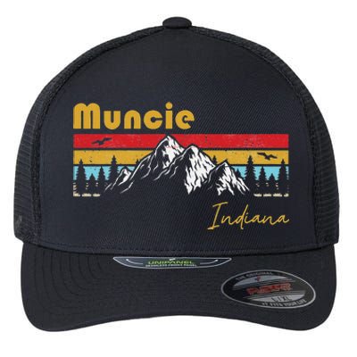 Muncie Indiana Roots Hometown Vintage Home State Pride Flexfit Unipanel Trucker Cap