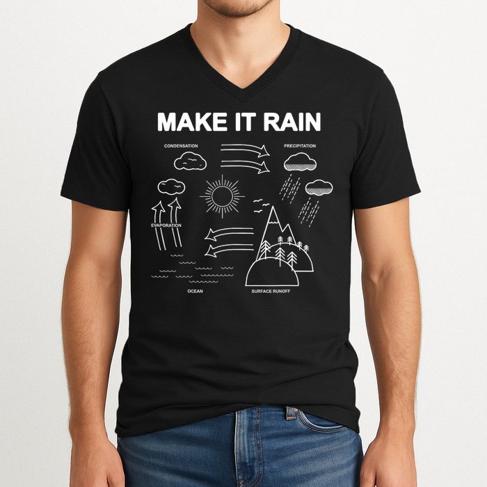 Make It Rain Cycle Process Sketch V-Neck T-Shirt