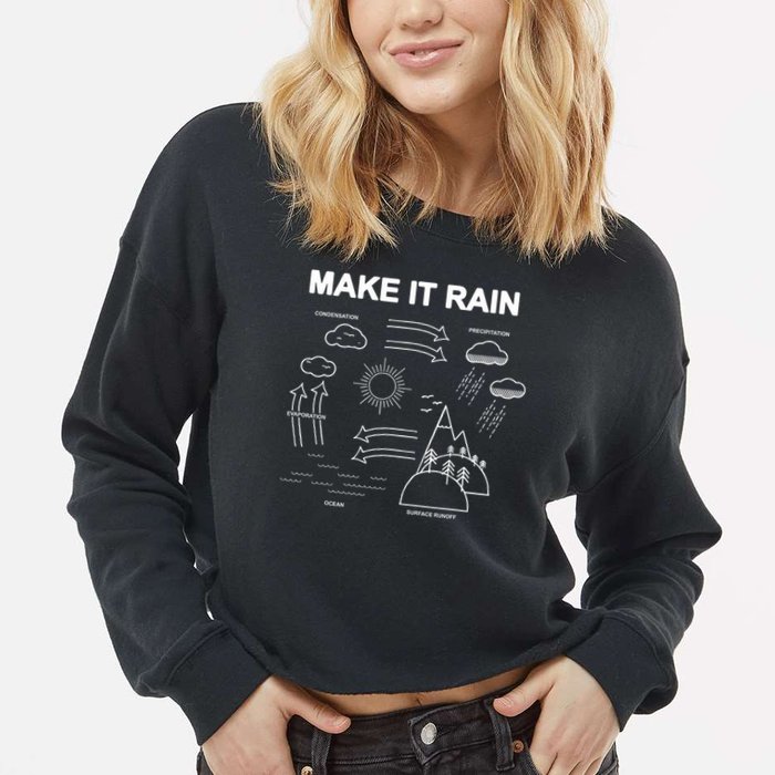 Make It Rain Cycle Process Sketch Cropped Pullover Crew