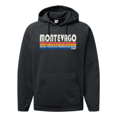 Montevago Italy Retro 70s 80s Style Performance Fleece Hoodie