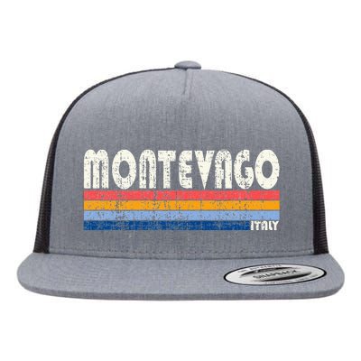 Montevago Italy Retro 70s 80s Style Flat Bill Trucker Hat