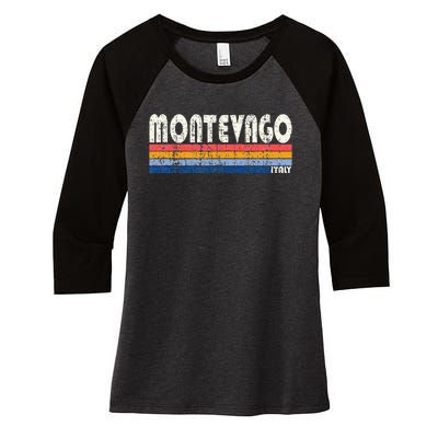 Montevago Italy Retro 70s 80s Style Women's Tri-Blend 3/4-Sleeve Raglan Shirt