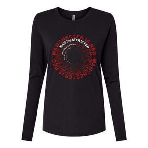 Manchester Is Red Circular Funny United Football Supporter Womens Cotton Relaxed Long Sleeve T-Shirt