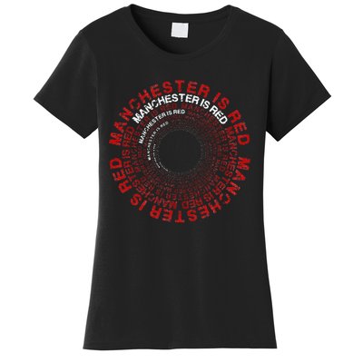 Manchester Is Red Circular Funny United Football Supporter Women's T-Shirt