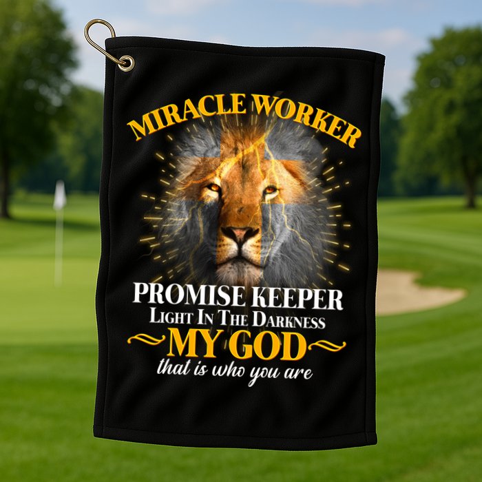 Miracle Worker Promise Keeper Lion Golf Towel