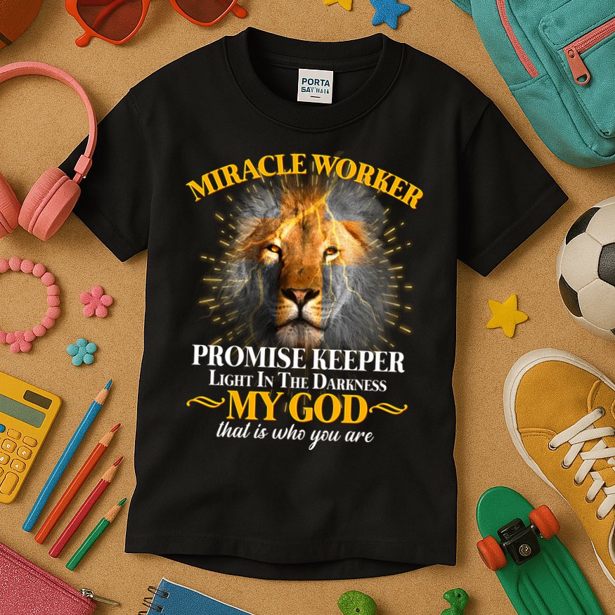 Miracle Worker Promise Keeper Lion Kids T-Shirt