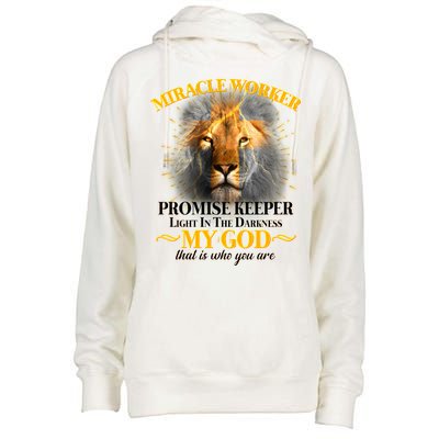 Miracle Worker Promise Keeper Lion Womens Funnel Neck Pullover Hood