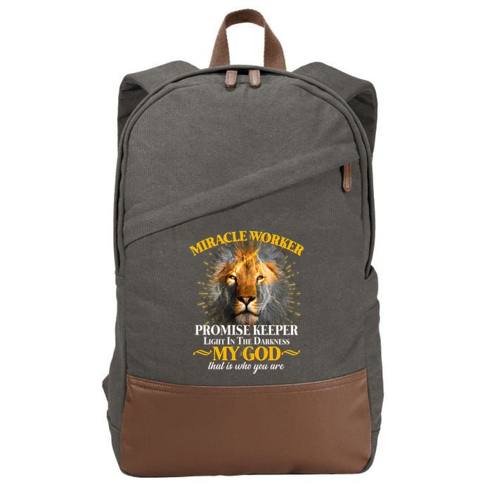 Miracle Worker Promise Keeper Lion Cotton Canvas Backpack