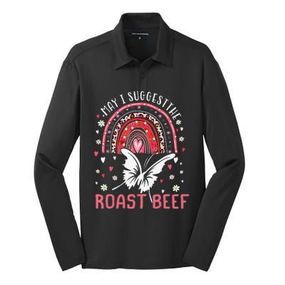 May I Suggest The Roast Beef Funny Rainbow Silk Touch Performance Long Sleeve Polo