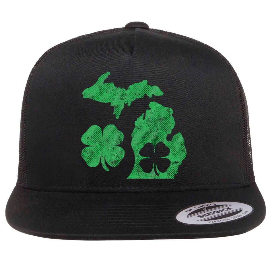 Michigan Irish Shamrock St Patricks Day Saint Paddys Flat Bill Trucker Hat