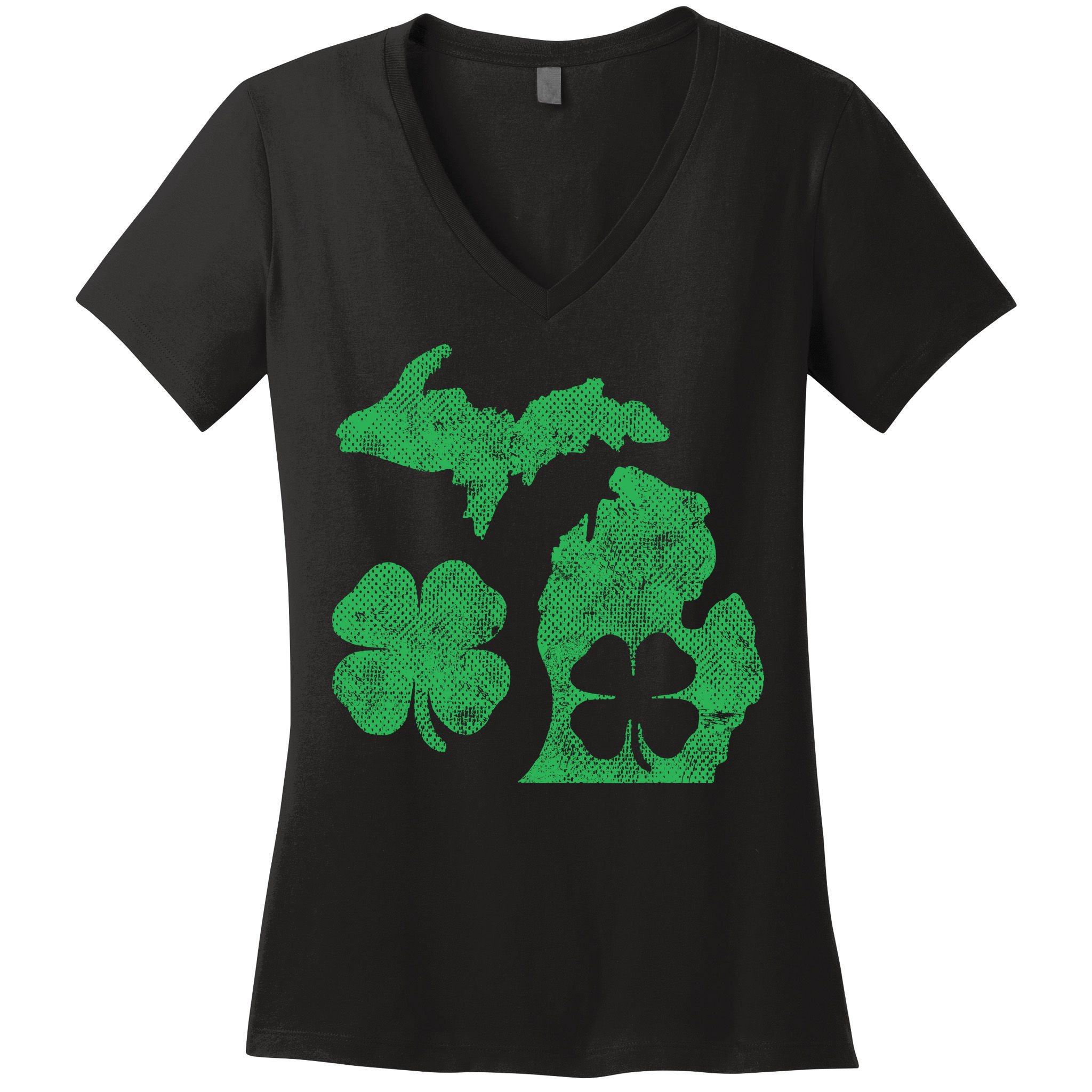 Michigan Irish Shamrock St Patricks Day Saint Paddys Women's V-Neck T-Shirt