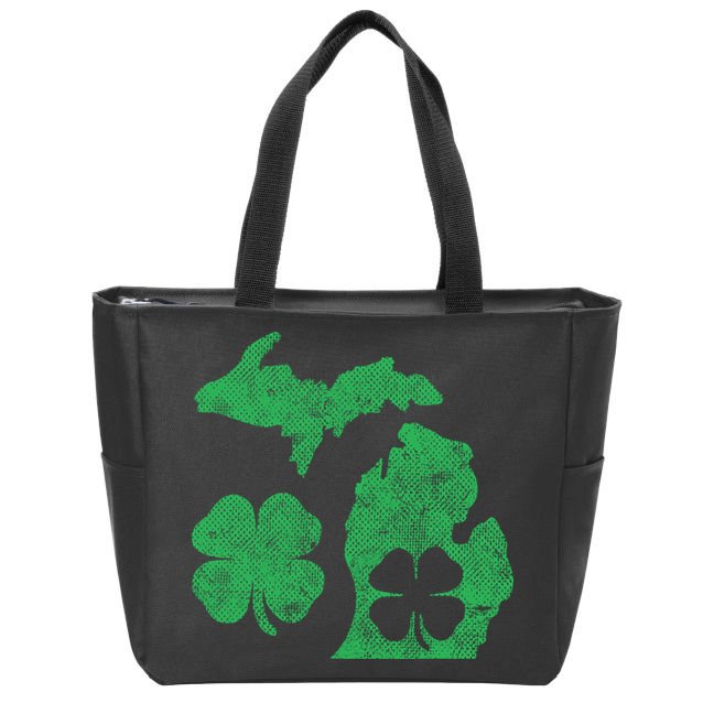 Michigan Irish Shamrock St Patricks Day Saint Paddys Zip Tote Bag