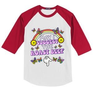 May I Suggest The Roast Beef Funny Embarrassing Adult Humor Gift Kids Colorblock Raglan Jersey