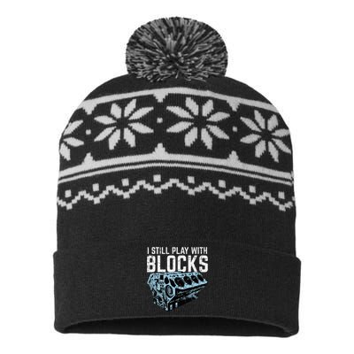 Mechanic I Still Play With Blocks Funny Car Engine USA-Made Snowflake Beanie