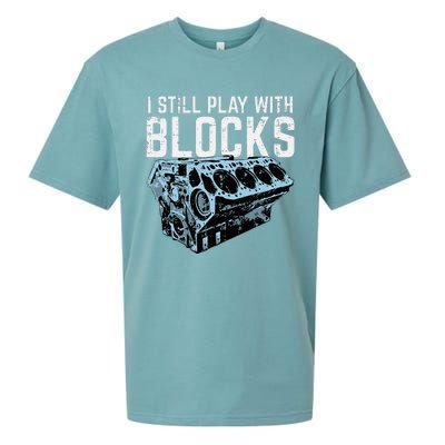 Mechanic I Still Play With Blocks Funny Car Engine Sueded Cloud Jersey T-Shirt