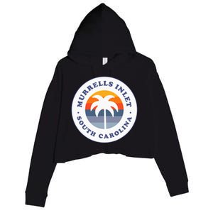 Murrells Inlet South Carolina Sc Retro Palm Tree Souvenir Crop Fleece Hoodie