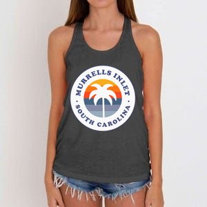 Murrells Inlet South Carolina Sc Retro Palm Tree Souvenir Women's Knotted Racerback Tank