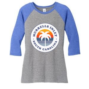 Murrells Inlet South Carolina Sc Retro Palm Tree Souvenir Women's Tri-Blend 3/4-Sleeve Raglan Shirt