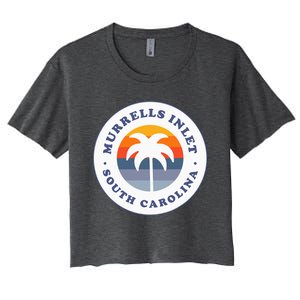 Murrells Inlet South Carolina Sc Retro Palm Tree Souvenir Women's Crop Top Tee