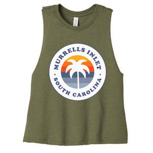 Murrells Inlet South Carolina Sc Retro Palm Tree Souvenir Women's Racerback Cropped Tank