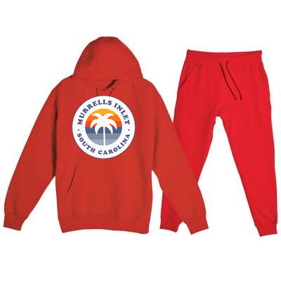 Murrells Inlet South Carolina Sc Retro Palm Tree Souvenir Premium Hooded Sweatsuit Set