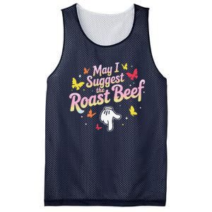 May I Suggest The Roast Beef Funny Food Lovers Retro Rainbow Mesh Reversible Basketball Jersey Tank