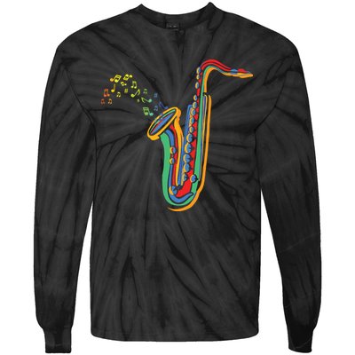 Musical Instrument Saxophone Player Gift Saxophone Tie-Dye Long Sleeve Shirt