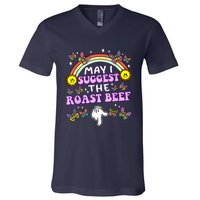 May I Suggest The Roast Beef Funny Embarrassing Adult Humor V-Neck T-Shirt