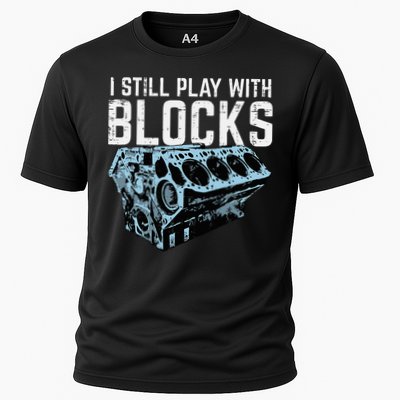 Mechanic I Still Play With Blocks Funny Car Engine Cooling Performance Crew T-Shirt