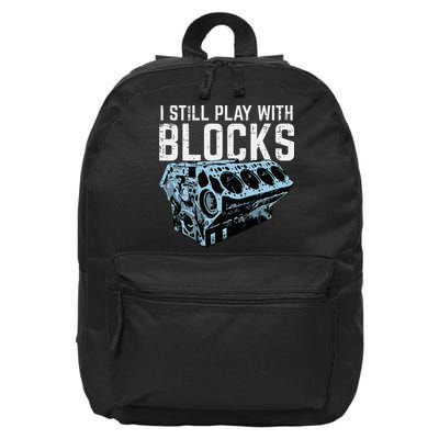 Mechanic I Still Play With Blocks Funny Car Engine 16 in Basic Backpack