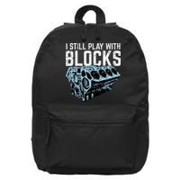 Mechanic I Still Play With Blocks Funny Car Engine 16 in Basic Backpack