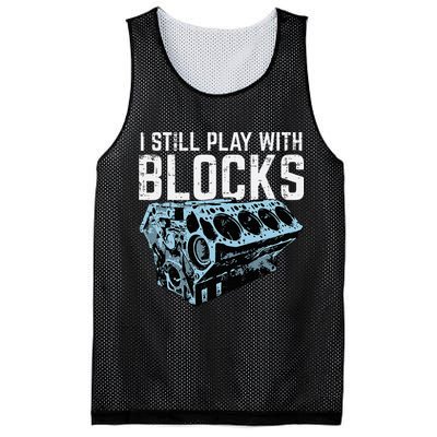 Mechanic I Still Play With Blocks Funny Car Engine Mesh Reversible Basketball Jersey Tank