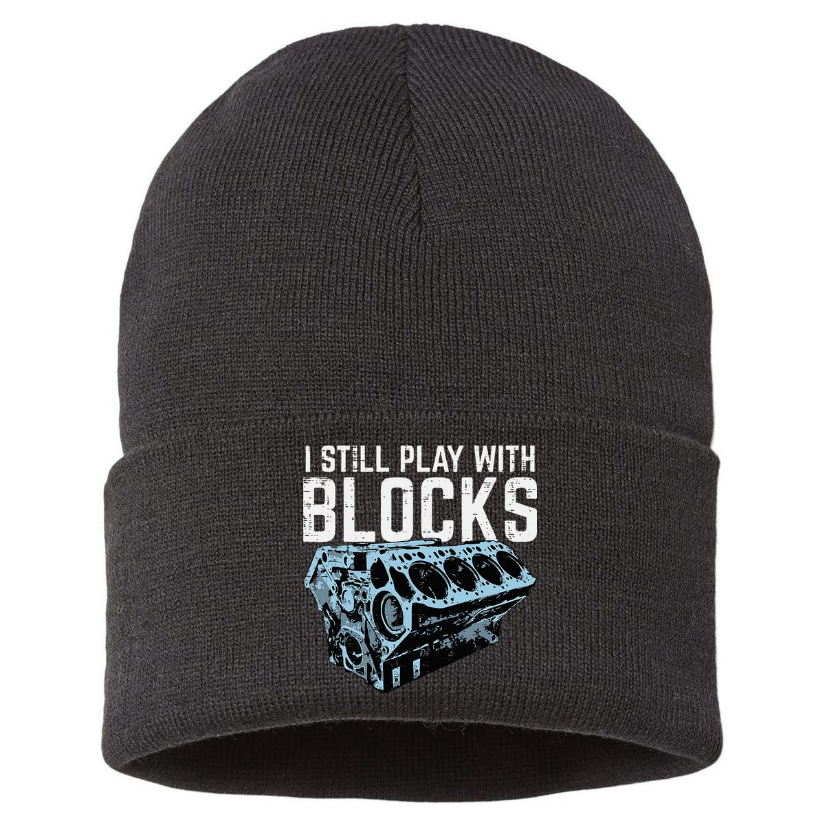 Mechanic I Still Play With Blocks Funny Car Engine Sustainable Knit Beanie