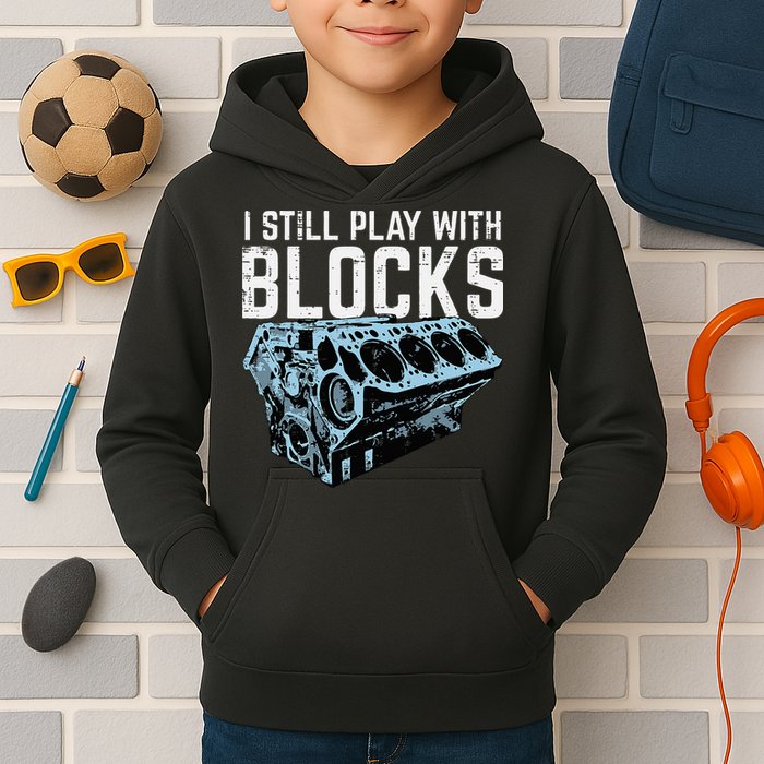 Mechanic I Still Play With Blocks Funny Car Engine Kids Hoodie