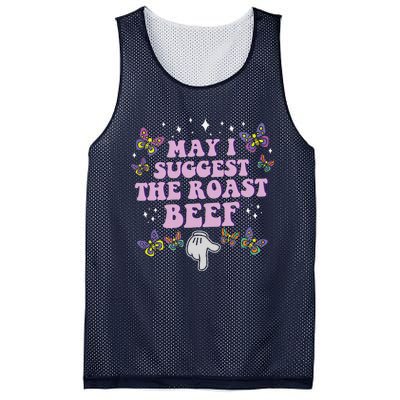 May I Suggest The Roast Beef Funny Embarrassing Adult Humor Mesh Reversible Basketball Jersey Tank