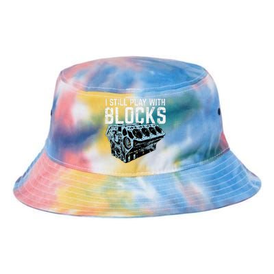 Mechanic I Still Play With Blocks Funny Car Engine Tie Dye Newport Bucket Hat