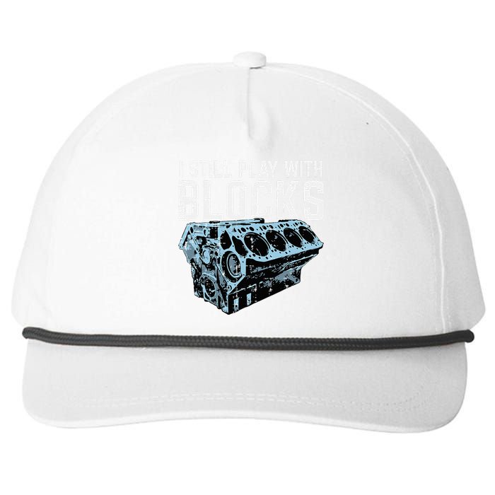 Mechanic I Still Play With Blocks Funny Car Engine Snapback Five-Panel Rope Hat