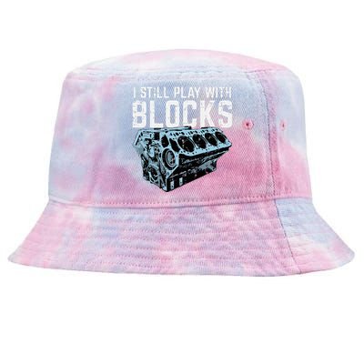 Mechanic I Still Play With Blocks Funny Car Engine Tie-Dyed Bucket Hat